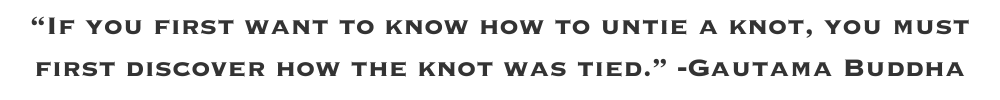 “If you first want to know how to untie a knot, you must first discover how the knot was tied.” Gautama Buddha